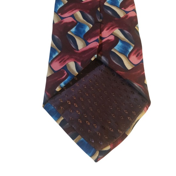 J Garcia Mens Tie Necktie Designer Luxury Red Blue Tan Abstract Corporate Casual - Picture 5 of 11